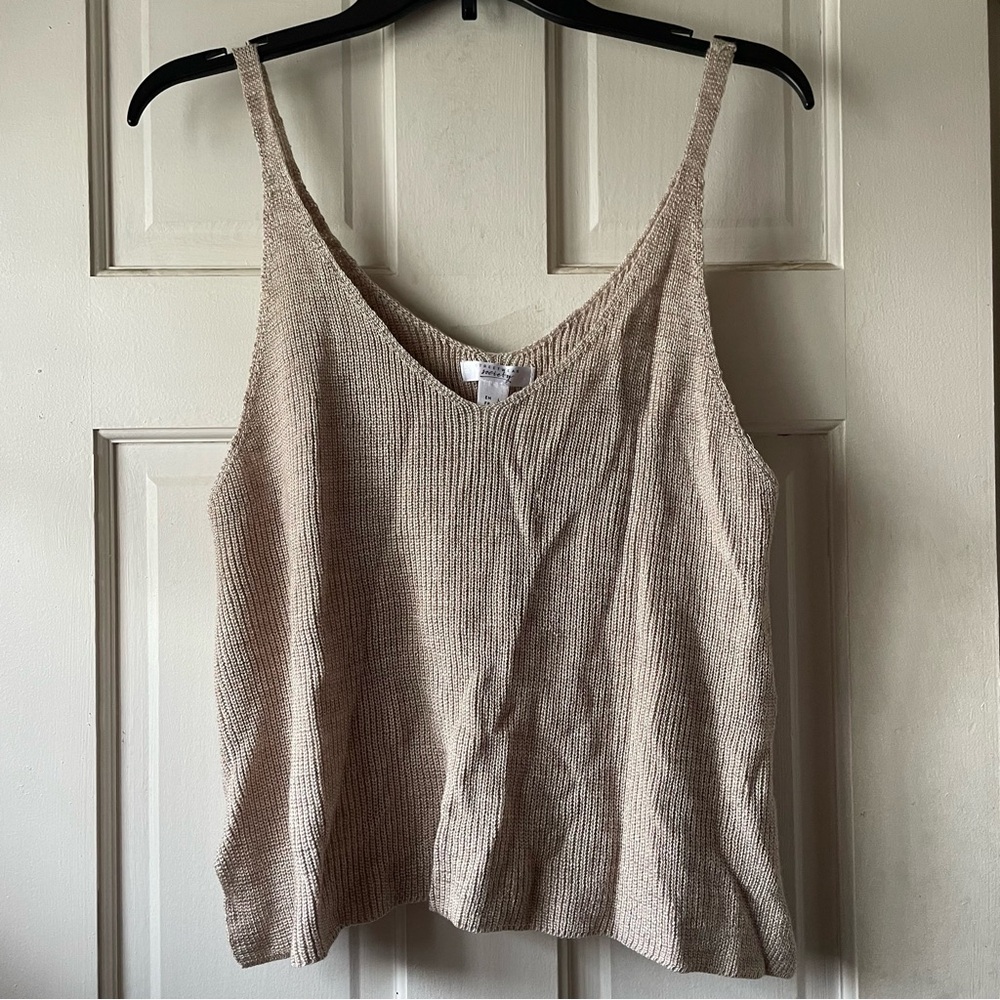 Tan Knit Flowy Tank Top
